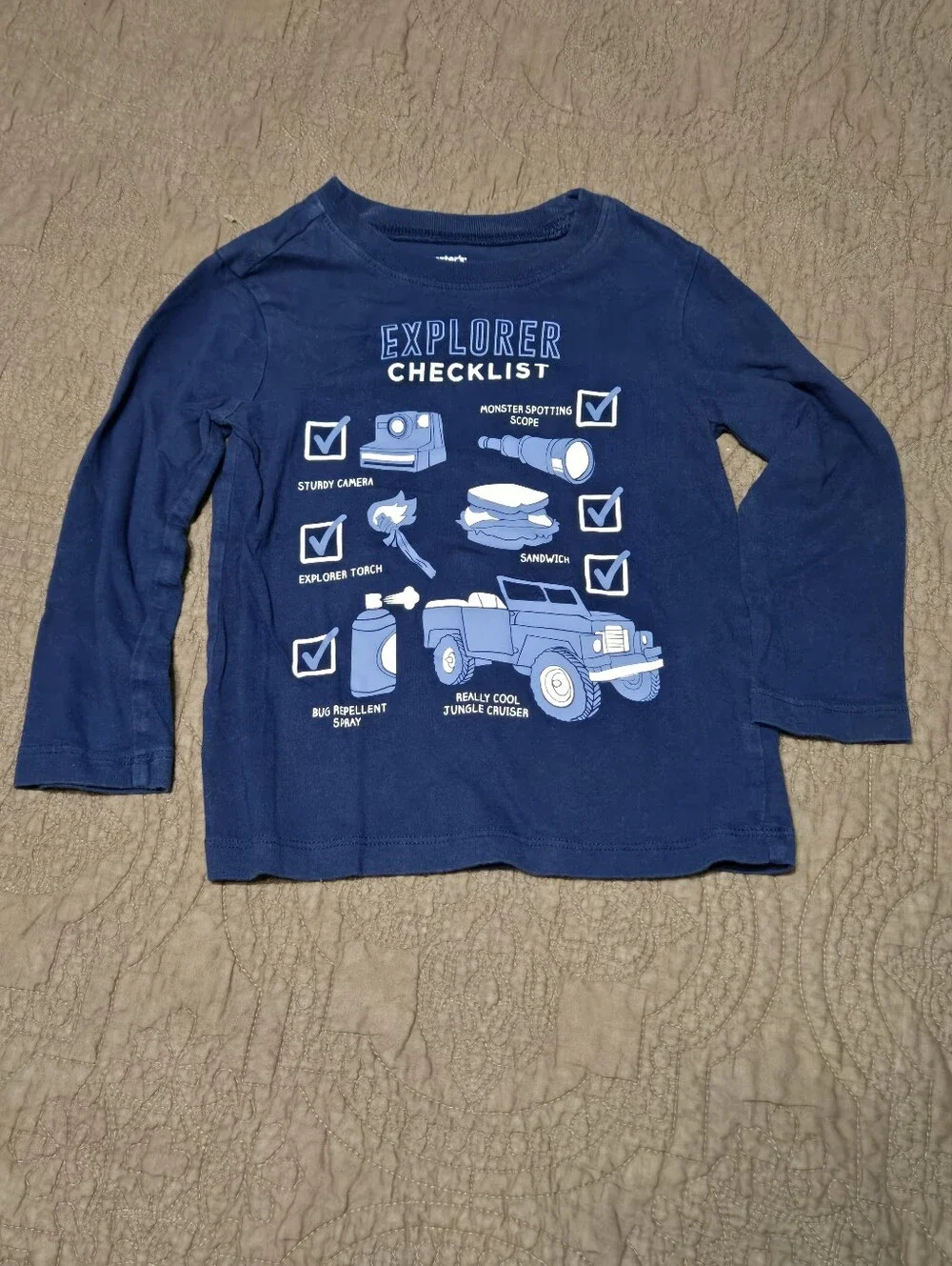 Toddler 2T long sleeves top, EXPLORER CHECKLIST